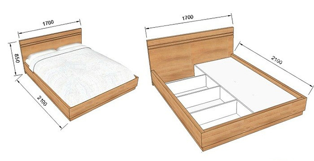Kích thước giường gỗ công nghiệp
